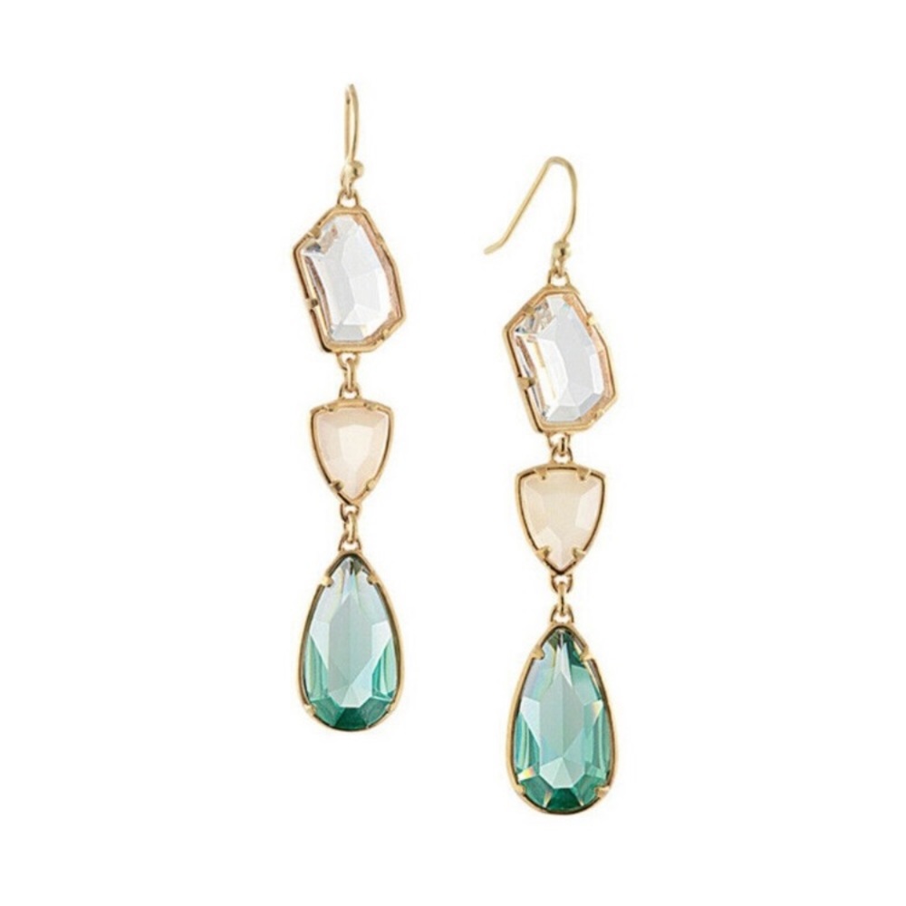 New! Green Glass Drop Earrings - Picture 4 of 13